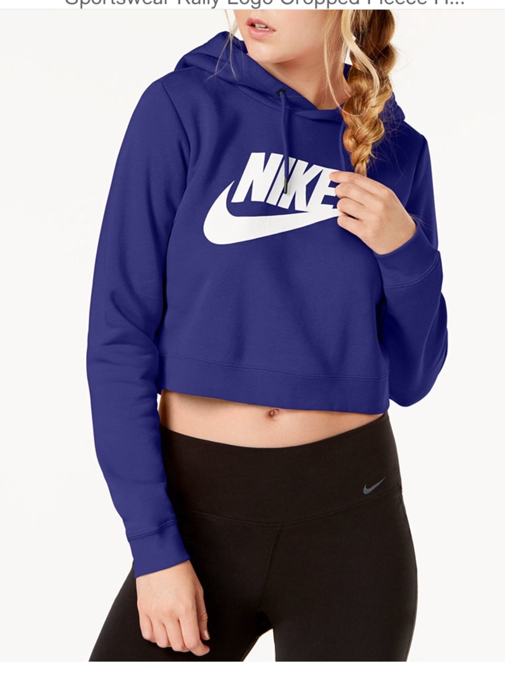 Nike Sportswear Rally Logo Cropped Fleece Hoodie